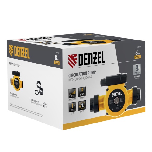 Циркуляционный насос CP25-8, напор 8 м, 130 л/мин, 1 м кабель, монт. длина 180 мм Denzel фото 12