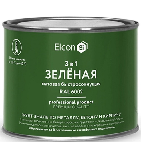 Грунт-эмаль по ржавчине Elcon 3 в 1 матовая Ral 6002 зеленая 0,4 кг