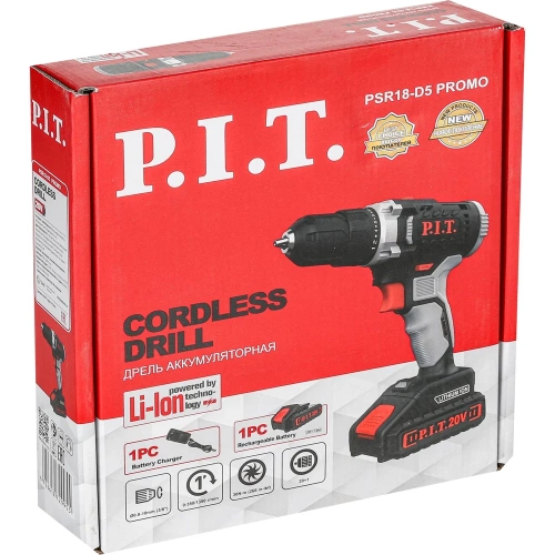 Дрель аккумуляторная P.I.T. (20В, 30Нм, 2ск, 0-350/1350, БЗП 10мм, 1 акб 1,5Ач, ЗУ, коробка), PSR18-D5 PROMO фото 8