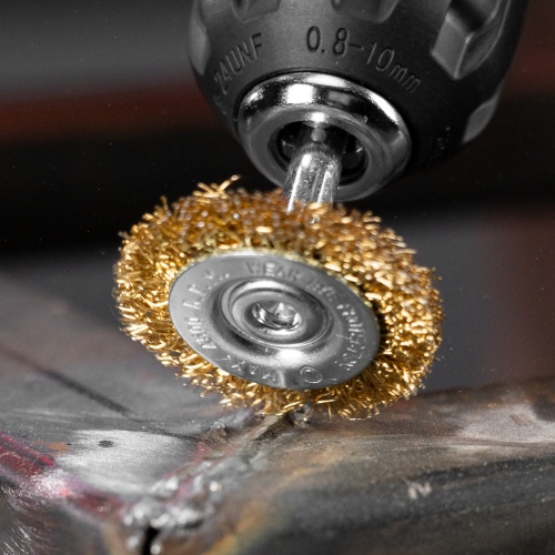 Щетка для дрели, 40 мм, плоская со шпилькой, латунированная витая проволока Matrix фото 9