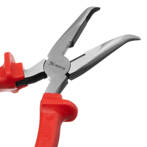 Длинногубцы изогнутые Econom, 180 мм, шлифованные, пластмассовые рукоятки Matrix фото 5