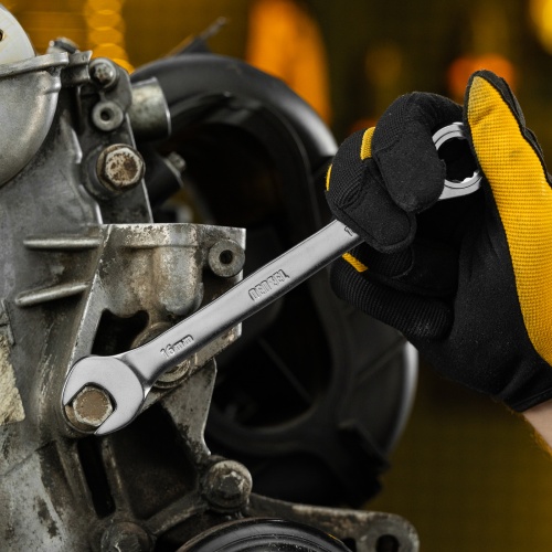 Ключ комбинированный трещоточный, 16 мм, CrV, матовый хром Denzel фото 9