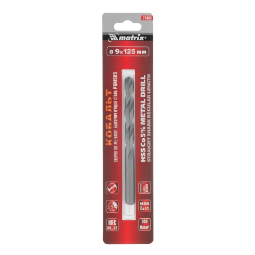 Сверло по металлу, 9 мм, HSS Co-5% Matrix фото 4