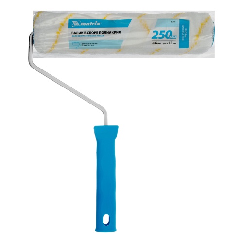 Валик для внутренних работ синтетический, 250 мм, ворс 12 мм, D 36 мм, D ручки 6 мм, полиакрил Matrix фото 6