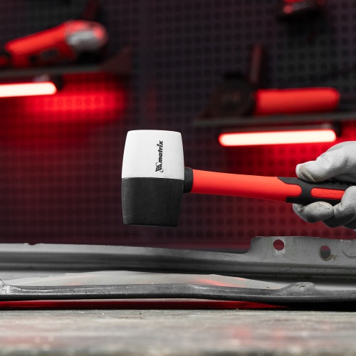 Киянка резиновая, 450 г, черно-белая резина, фибергласовая рукоятка Matrix фото 7