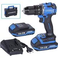 Шуруповерт аккумуляторный NORDBERG макс.диам. сверла 13 мм, 21 В, 70 Нм с 2 аккумуляторами и зарядным уст-вом NE106K