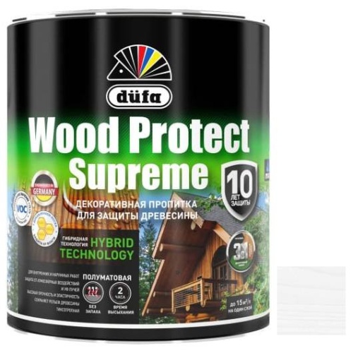 Пропитка для древесины Dufa Wood Protect Supreme белая 0,75 л Пропитка для древесины Dufa Wood Protect Supreme белая 0,75 л
