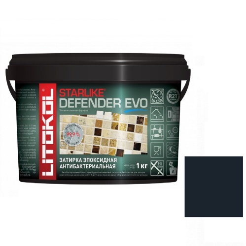 Затирка эпоксидная для швов Litokol Starlike Defender Evo S.145 Nero Carbonio 1 кг