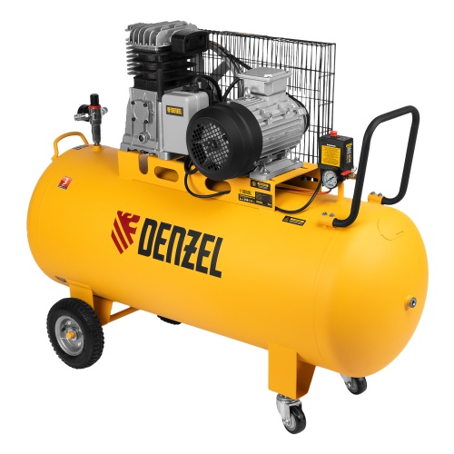 Компрессор воздушный BCI3000-T/200, ременный привод , 3.0 кВт, 200 литров, 530 л/мин Denzel фото 2