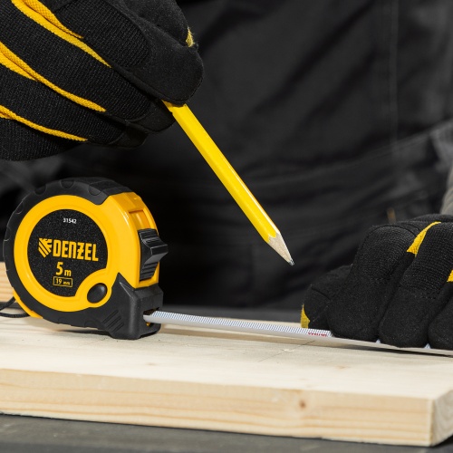 Рулетка 5м х 19мм, двухкомп. корпус, кнопка-пауза Denzel фото 11