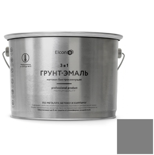 Грунт-эмаль по ржавчине Elcon 3 в 1 матовая RAL 7024 графит 10 кг Грунт-эмаль по ржавчине Elcon 3 в 1 матовая RAL 7024 графит 10 кг