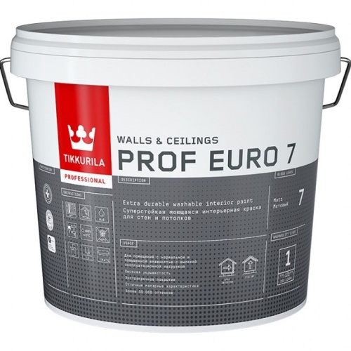 Краска интерьерная Tikkurila Prof Euro 7 база А матовая 9 л