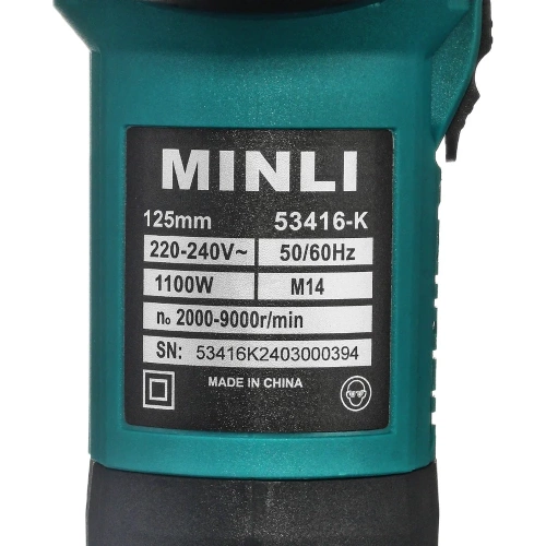 Угловая шлифмашина MINLI 125 мм, M14, 1100 Вт 53416-K фото 9 Угловая шлифмашина MINLI 125 мм, M14, 1100 Вт 53416-K фото 9