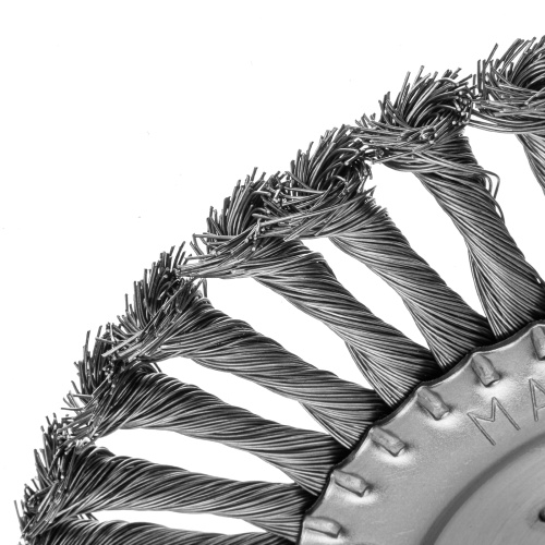 Щетка для УШМ 200 мм, посадка 22.2 мм, плоская, крученая проволока 0.5 мм Matrix фото 3