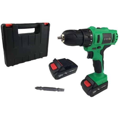 Аккумуляторная дрель-шуруповерт Zitrek Greenpower 12-Li (12В, Li-ion аккумулятор 2шт, ЗУ, кейс, бита) 063-4074
