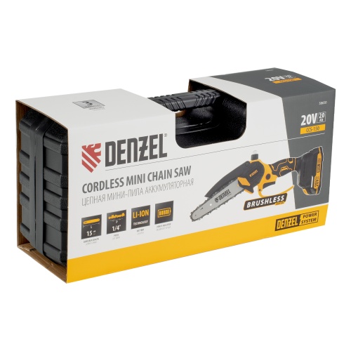 Цепная мини-пила аккумуляторная бесщет., CCS-150, шина 150 мм, Li-Ion, 20 В Denzel фото 39
