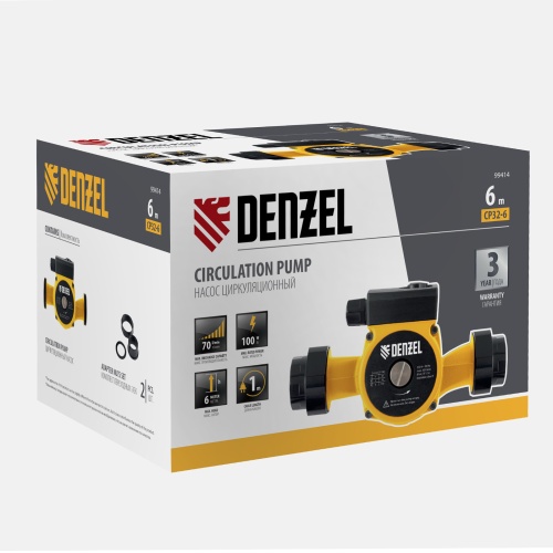 Циркуляционный насос CP32-6, напор 6 м, 70 л/мин, 1 м кабель, монт. длина 180 мм Denzel фото 12