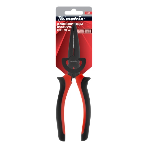 Длинногубцы изогнутые Black Nickel, 200 мм, двухкомпонентные рукоятки Matrix фото 6