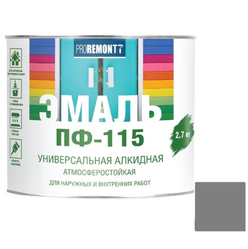 Эмаль Proremontt ПФ-115 серая 2,7 кг