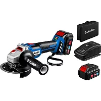 Бесщеточная угловая аккумуляторная шлифмашина ЗУБР Профессионал 2 АКБ, 4 Ач, 20 В AB-125-42