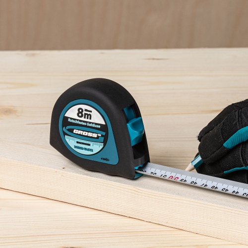 Рулетка "Ergonomisch",8 м x 25 мм,магнитный обрезиненный зацеп Gross фото 6