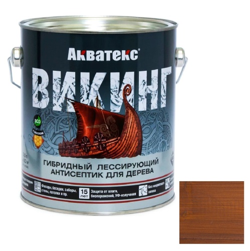 Антисептик для дерева гибридный Акватекс Викинг лессирующий полуматовый Тик 0,75 л