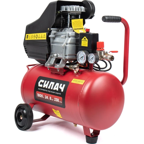 Воздушный компрессор СИЛАЧ ВК-24.1800 (238л/мин,объем24л,1,8кВт,8бар,2850об/мин) (1/14) 024055