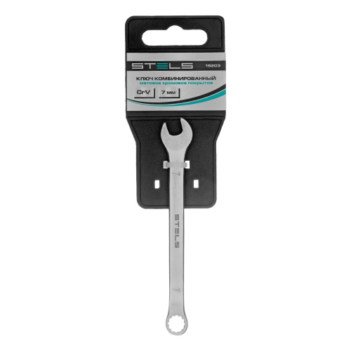 Ключ комбинированный, 7 мм, CrV, матовый хром Stels фото 5