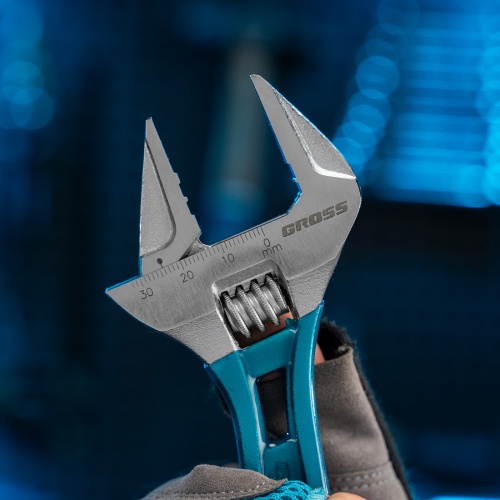 Ключ разводной 200 мм, CrV, облегченный Gross фото 8