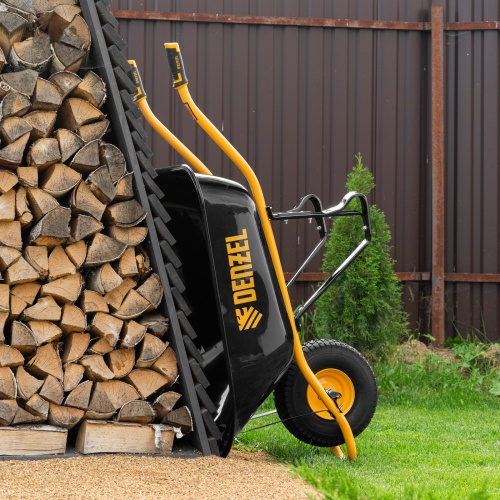 Тачка строительная, усиленная, объем 130 л, 230 кг, колесо 15х6.00-6 Denzel фото 11