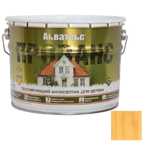 Антисептик для древесины Акватекс Прованс лессирующий полуматовый Сосна 9 л Антисептик для древесины Акватекс Прованс лессирующий полуматовый Сосна 9 л