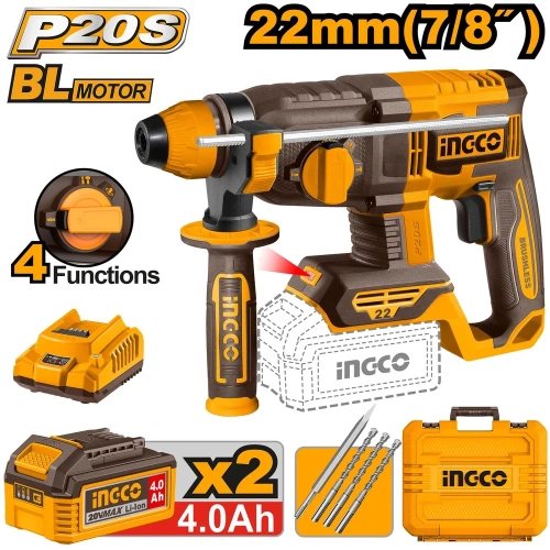 Аккумуляторный перфоратор INGCO 20В 2 Дж, б/щ INDUSTRIAL CRHLI212282 фото 3 Аккумуляторный перфоратор INGCO 20В 2 Дж, б/щ INDUSTRIAL CRHLI212282 фото 3