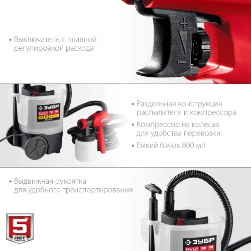 Электрический краскопульт ЗУБР 750 Вт КПЭ-750 фото 6