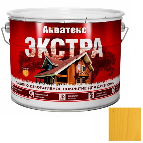 Покрытие алкидное защитно-декоративное для древесины Акватекс Экстра полуглянцевое Сосна 9 л