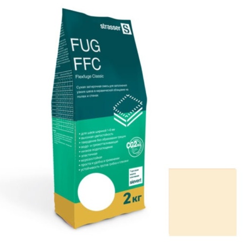 Сухая затирочная смесь Strasser для узких швов 1-6 мм светло-желтая 2 кг
