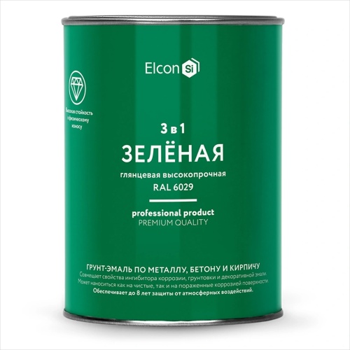 Грунт-эмаль Elcon 3 в 1 глянцевая зелёная RAL 6029 0,8 кг
