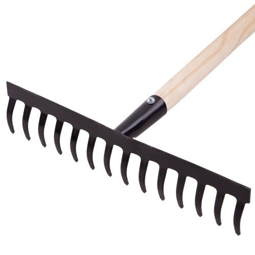Грабли стальные, 360х1300 мм, 14 прямых зубьев, деревянный черенок, Сибртех фото 5