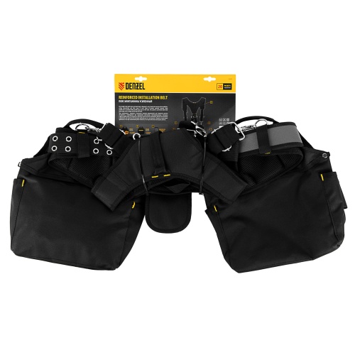 Пояс монтажника усиленный, с лямками, сумки поясные, держатель для молотка Denzel фото 3