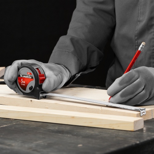 Рулетка Continuous fixation,5 м х 19 мм,двухкомпонентный корпус,плавная фиксация Matrix фото 9