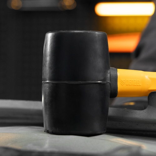 Киянка резиновая, 450 г, черная, фибергласовая рукоятка c TPR покрытием Denzel фото 8