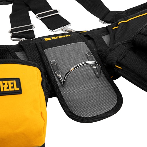 Пояс монтажника усиленный, с лямками, сумки поясные, держатель для молотка Denzel фото 4