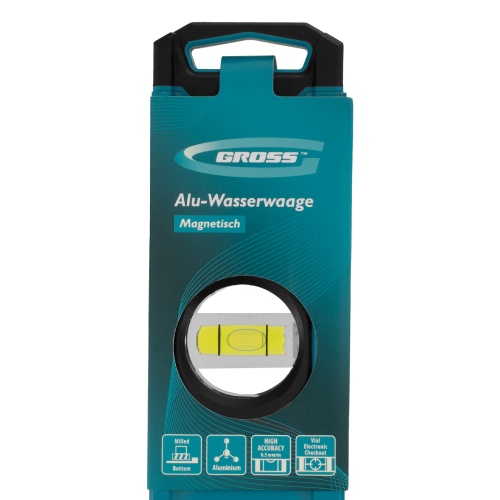 Уровень алюминиевый, магнит., фрезерованный, 3 глазка, 0,5 мм/м, 1200 мм Gross фото 9