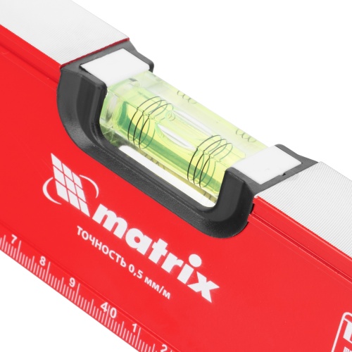 Уровень алюминиевый, фрезерованный, 3 глазка, рукоятки, 800 мм Matrix фото 4