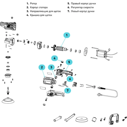 Электрическая угловая вращательная полировальная машинка Hanko MH-800LB с двойным редуктором MH-800LB HANKO MH-800LB фото 7