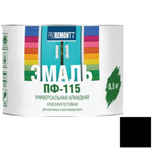 Эмаль Proremontt ПФ-115 черная 0,5 кг Эмаль Proremontt ПФ-115 черная 0,5 кг