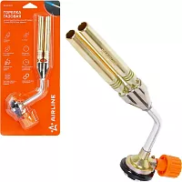 Горелка газовая на цанговый баллон, Airline ручн.поджиг, 2 сопла D12x102 мм, металл ADGT009