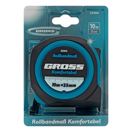 Рулетка Komfortabel 10 м х 25 мм,обрезиненный корпус Gross фото 6