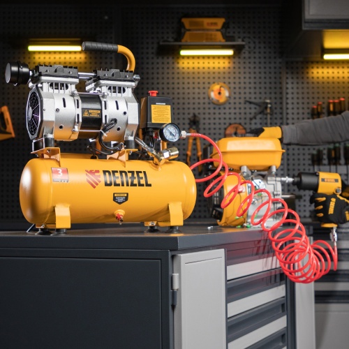 Компрессор DLS650/10 безмаслянный малошумный 650 Вт, 120 л/мин, ресивер 10 л Denzel фото 12