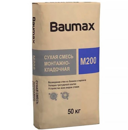 Смесь сухая монтажно-кладочная Baumax М-200 50 кг зимняя