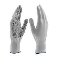 Перчатки Нейлон, ПВХ точка, 13 класс, белые, XL